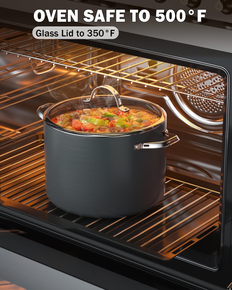 Cooks Standard وعاء طهي قياسي من كوكز ستاندرد مع غطاء زجاجي، 8-كوارت، وعاء كاسرول كلاسيكي غير لاصق، أسود - Image 2